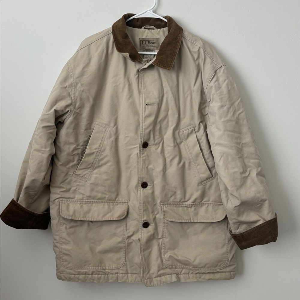 LL BEAN Corduroy Collar Chore Barn Style Coat Utility Jacket Size: XL